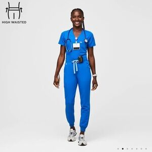 Figs High Waisted Zamora Joggers Royal Blue